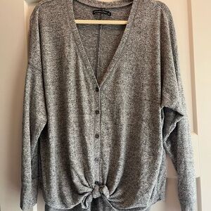 Abercrombie & Fitch gray button-down tie-front Shirt